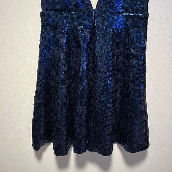 NBD Starry Nights Navy Midnight Sequin Deep V Dress Mini Dress, Size S - Picture 8 of 12